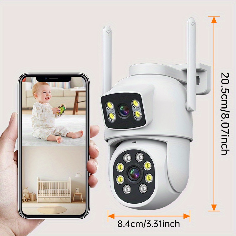 كاميرا أمان واي فاي مزدوجة العدسة 2.4/5 جيجاهرتز، كاميرا لاسلكية خارجية مع رؤية ليلية ملونة، 355 درجة دوران و 90 درجة إمالة، تحدث ثنائي الاتجاه، تتبع تلقائي، تنبيهات كشف الحركة بالذكاء الاصطناعي