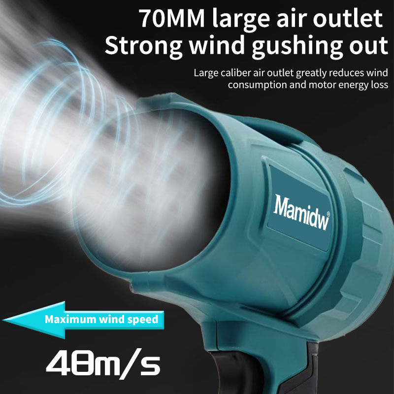 مروحة توربو Mamidw بقوة 2000 واط - سرعة رياح 48 متر/ثانية، سرعة هواء 12 متر³/دقيقة، 20000 دورة في الدقيقة، متوافقة مع بطارية ماكيتا 18 فولت، مثالية للسيارة والفناء والتنظيف الخارجي، مروحة لتبريد