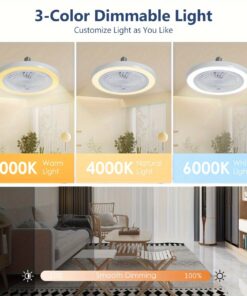 مروحة ذكية بإضاءة LED مع قوة ري قابلة للتعديل وتنعيم لا نهائي، بدون شفرة، تركيب مريح E27/E26 مع جهاز تحكم عن بعد، تصميم بسيط حديث مع إضاءة مروحة سقف رقيقة لغرفة المعيشة، غرفة النوم، غرفة الطعام، غرفة التخزين، إلخ.