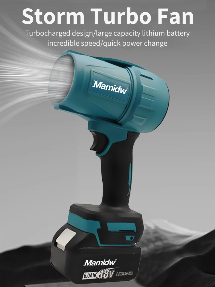 مروحة توربو Mamidw بقوة 2000 واط - سرعة رياح 48 متر/ثانية، سرعة هواء 12 متر³/دقيقة، 20000 دورة في الدقيقة، متوافقة مع بطارية ماكيتا 18 فولت، مثالية للسيارة والفناء والتنظيف الخارجي، مروحة لتبريد