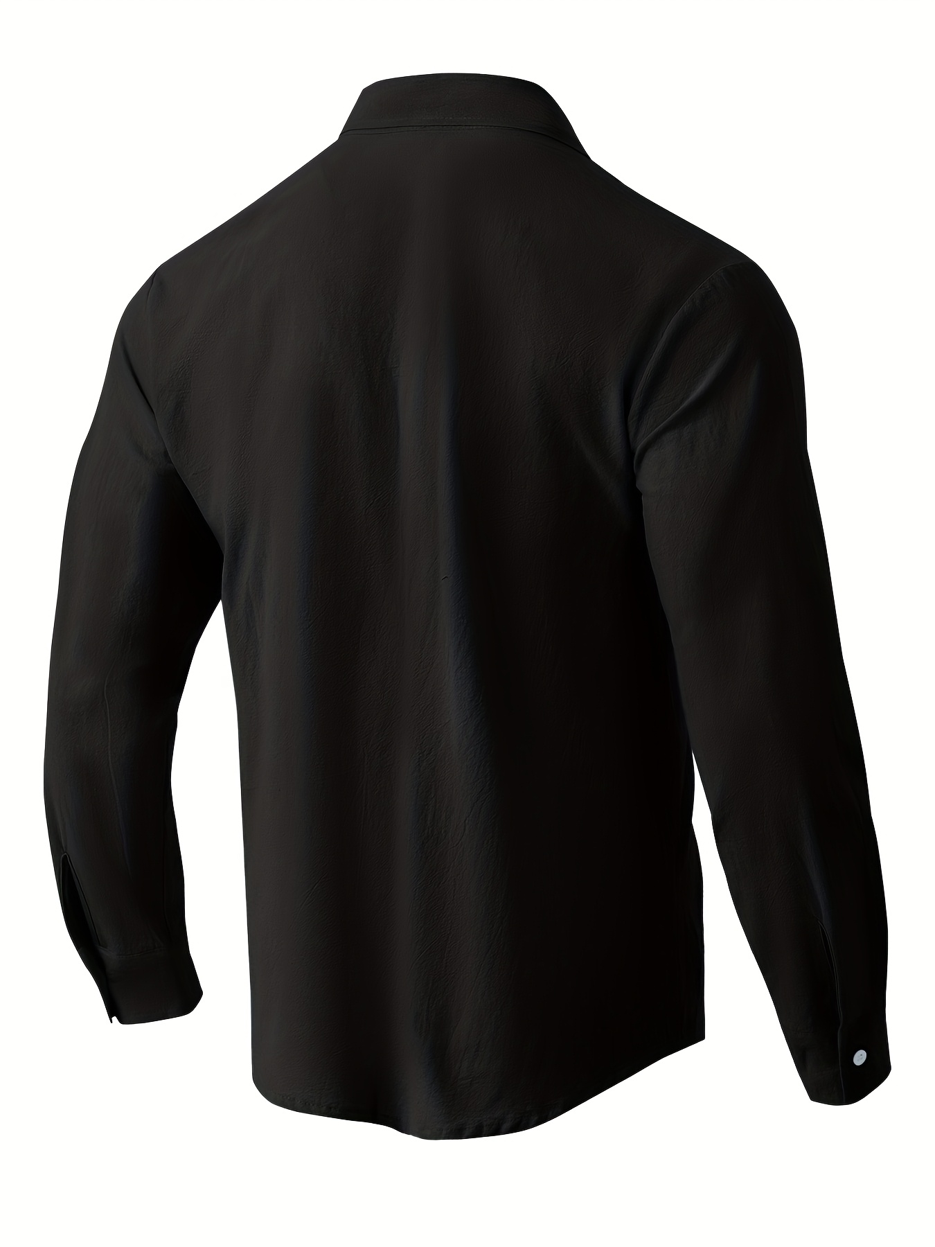 قميص كتان رجالي كاجوال | لون موحد، كم طويل، زر واحد، قصة عادية، مناسب للربيع/الخريف