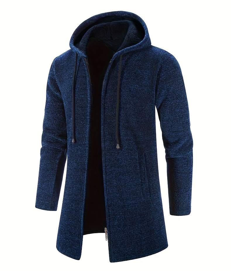 سترة شتوية للرجال بغطاء للرأس من الشينيل مع سحاب أمامي كامل - معطف خارجي ناعم مناسب للطقس البارد، قابل للغسل في الغسالة، ملابس خارجية عصرية (قماش الشينيل)