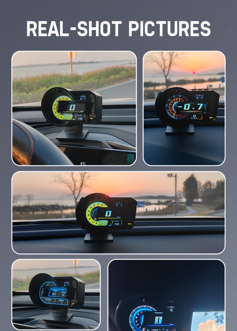 جهاز اختبار OBD للشاشة العلوية للسيارة مع GPS ومقياس السرعة - شاشة LCD ملونة بالكامل، منفذ OBD2، مناسب عالميًا لجميع المركبات، سهل التركيب، لا يحتاج إلى بطارية، شاشة عرض مقياس سرعة المركبة، إكسسوار مركبة عصري، إكسسوار مركبة متين
