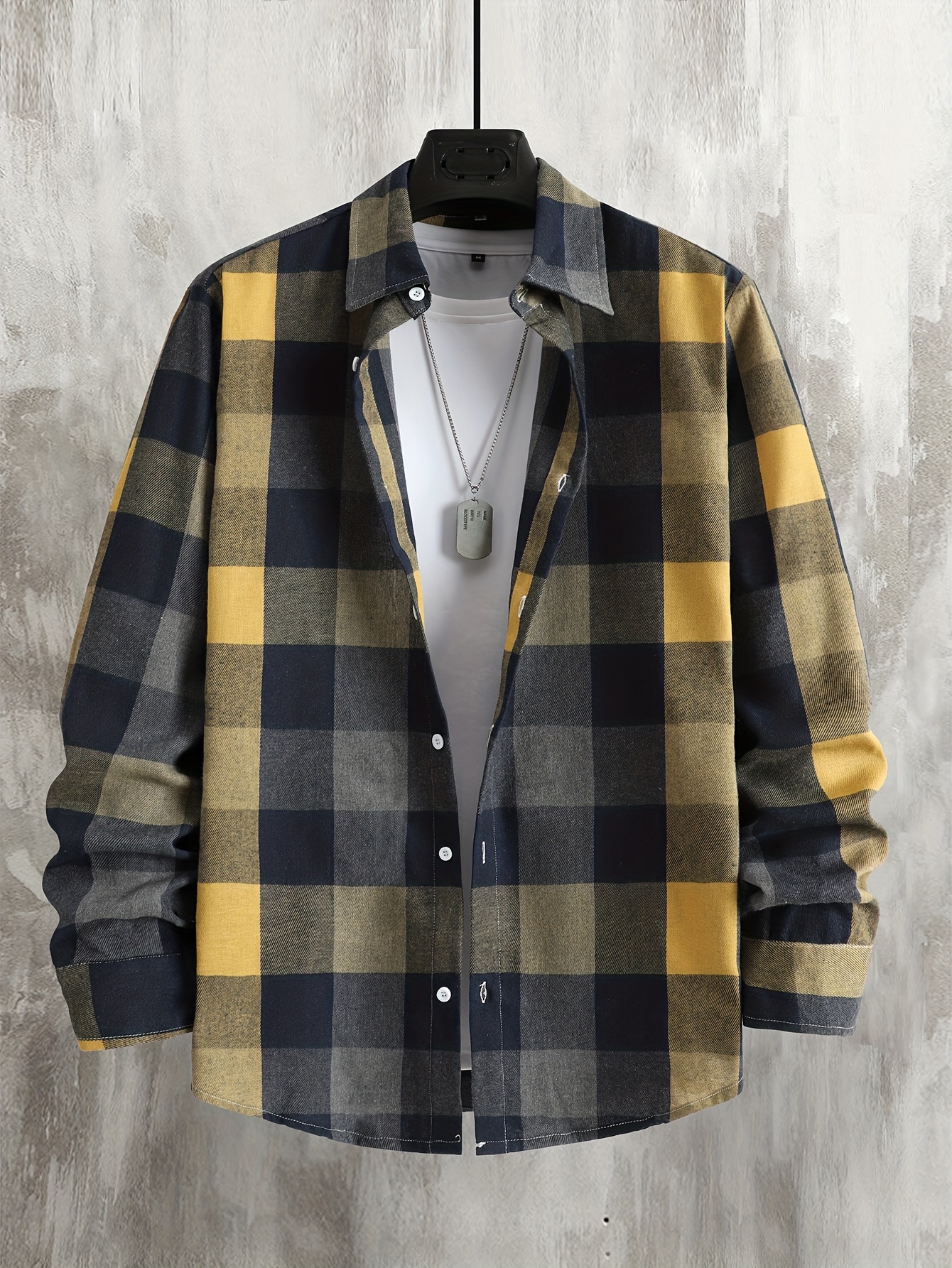 قميص رجالي خريفي كاجوال بأزرار واحدة بنقشة مربعات، كم طويل، ملابس منزلية، ملابس كاجوال، قميص مربعات، قميص كلاسيكي، قميص أنيق، قماش غير مطاطي، قميص بأزرار، رجال أنيقة، ملابس مكتب, قميص رجالي رسمي, قميص رجالي صيفي, قميص رجالي شتوي, بلوزة رجالي, قميص رجالي كاجوال