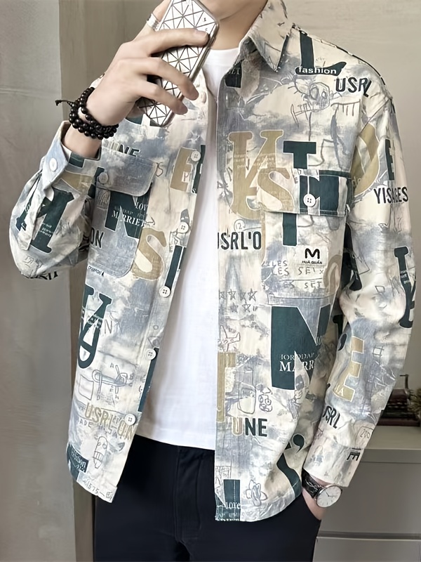 جاكيت قميص بأكمام طويلة للأولاد المراهقين - بليزر فضفاض بأزرار، بيج/رمادي/أسود/أخضر/أبيض، قابل للغسل في الغسالة، ملابس رسمية وعادية للمدرسة والمكتب والاستخدام اليومي - أزياء الربيع، تصميم فني، سهل العناية، قطعة متعددة الاستخدامات للشباب