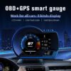 شاشة عرض رأسية للسيارة OBD2 HUD+GPS - عداد سرعة 8.89 سم وكمبيوتر رحلة، اتصال لاسلكي، يعمل بالبطارية (36 فولت) لجميع السيارات، نظام عرض لوحة القيادة سهل التركيب، أداة أداء السيارة، شاشة عرض لوحة القيادة المدمجة، حامي شاشة متين، بدون بطارية