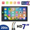 ستيريو سيارة 7 بوصة مع Mirror-Link، مشغل MP5، كاميرا DVR مدمجة، تحكم بعجلة القيادة، مكالمات بدون استخدام اليدين، مدخل FM/USB/Aux، جهاز تحكم عن بعد بالأشعة تحت الحمراء - مناسب لجميع السيارات والشاحنات وSUVs - شاشة لمسية للوحة القيادة، أداة مساعدة في القيادة، تصميم واجهة جذاب، اتصالات متقدمة للمستخدمين التقنيين