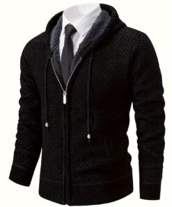 كارديجان رجالي كاجوال مفتوح من الأمام - قماش شانيل، كم طويل، قصة عادية مع جيوب، مجموعة الخريف/الشتاء، ونقشة، قابل للغسل في الغسالة، كارديجان سويتر، تريكو