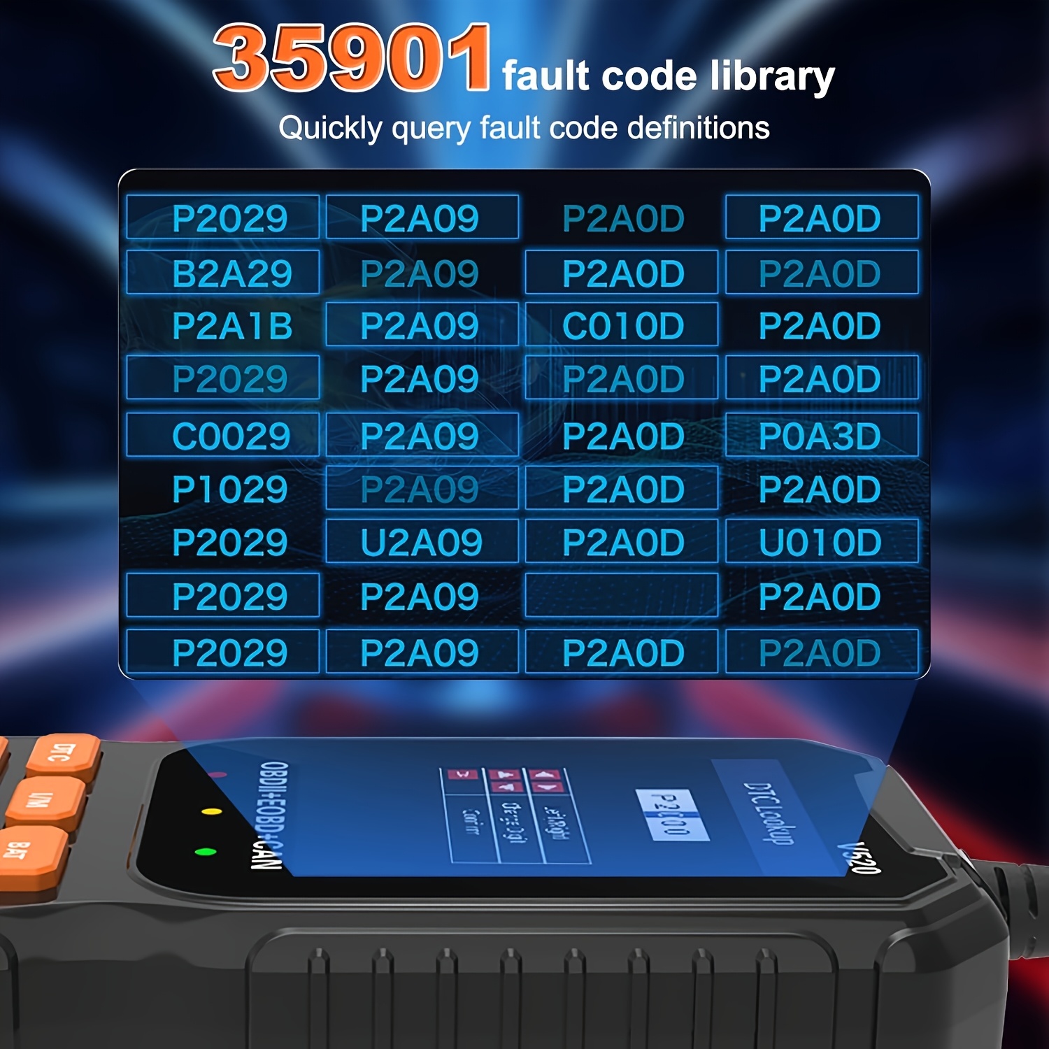 2025 ماسح ضوئي تشخيص سيارات متقدم OBDII/EOBD، وظيفة OBD2 كاملة، قارئ أخطاء محرك معزز وإعادة تعيين، قارئ أكواد سريع بتدفق بيانات في الوقت الفعلي، مكتبة 35901 رمز خطأ، مع فحص جهد البطارية, تشخيص المركبات,تشخيص المحرك,ماسح ضوئي مدمج,ماسح ضوئي عالي الجودة,أداء موثوق,ميكانيكا السيارات,فنيون محترفون