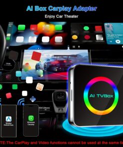 محول Carplay اللاسلكي 2025 Netflix Ai Box لهاتف for iphone و Android Auto مع Netflix يدعم بطاقة TF Dongle Plug and Play Easy Setup Carplay Video Box ل iOS 10+ بعد 2015 Car، بدون بطارية