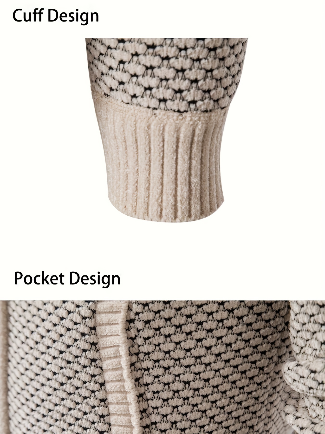 كارديجان رجالي كاجوال مفتوح من الأمام - قماش شانيل، كم طويل، قصة عادية مع جيوب، مجموعة الخريف/الشتاء، ونقشة، قابل للغسل في الغسالة، كارديجان سويتر، تريكو