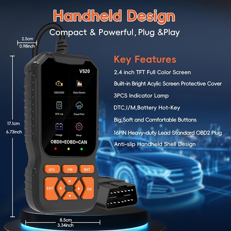 2025 ماسح ضوئي تشخيص سيارات متقدم OBDII/EOBD، وظيفة OBD2 كاملة، قارئ أخطاء محرك معزز وإعادة تعيين، قارئ أكواد سريع بتدفق بيانات في الوقت الفعلي، مكتبة 35901 رمز خطأ، مع فحص جهد البطارية, تشخيص المركبات,تشخيص المحرك,ماسح ضوئي مدمج,ماسح ضوئي عالي الجودة,أداء موثوق,ميكانيكا السيارات,فنيون محترفون