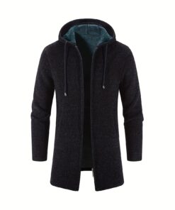 سترة شتوية للرجال بغطاء للرأس من الشينيل مع سحاب أمامي كامل - معطف خارجي ناعم مناسب للطقس البارد، قابل للغسل في الغسالة، ملابس خارجية عصرية (قماش الشينيل)