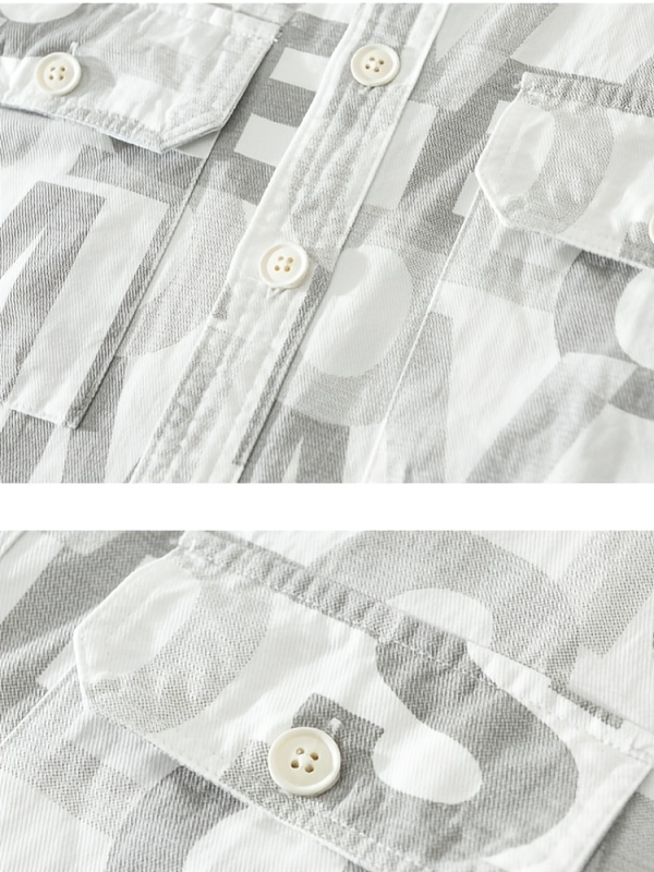 معطف طويل الأكمام مطبوع بأحرف عصرية، قميص رجالي خفيف وعملي للخريف بلمسة كلاسيكية أنيقة