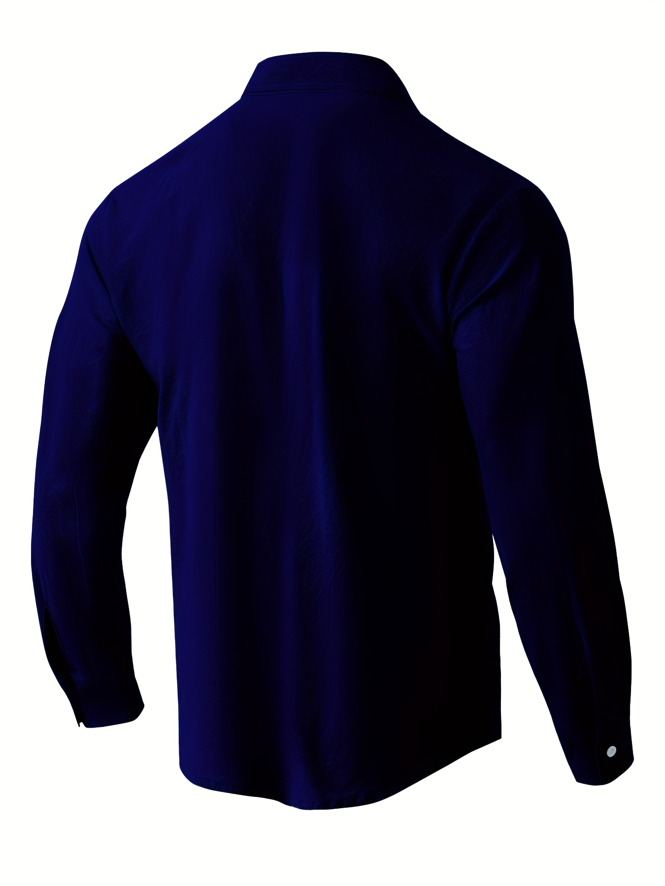 قميص كتان رجالي كاجوال | لون موحد، كم طويل، زر واحد، قصة عادية، مناسب للربيع/الخريف