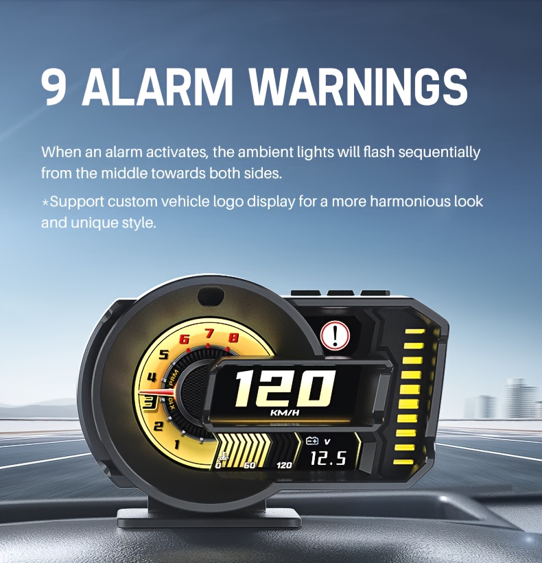 جهاز اختبار OBD للشاشة العلوية للسيارة مع GPS ومقياس السرعة - شاشة LCD ملونة بالكامل، منفذ OBD2، مناسب عالميًا لجميع المركبات، سهل التركيب، لا يحتاج إلى بطارية، شاشة عرض مقياس سرعة المركبة، إكسسوار مركبة عصري، إكسسوار مركبة متين