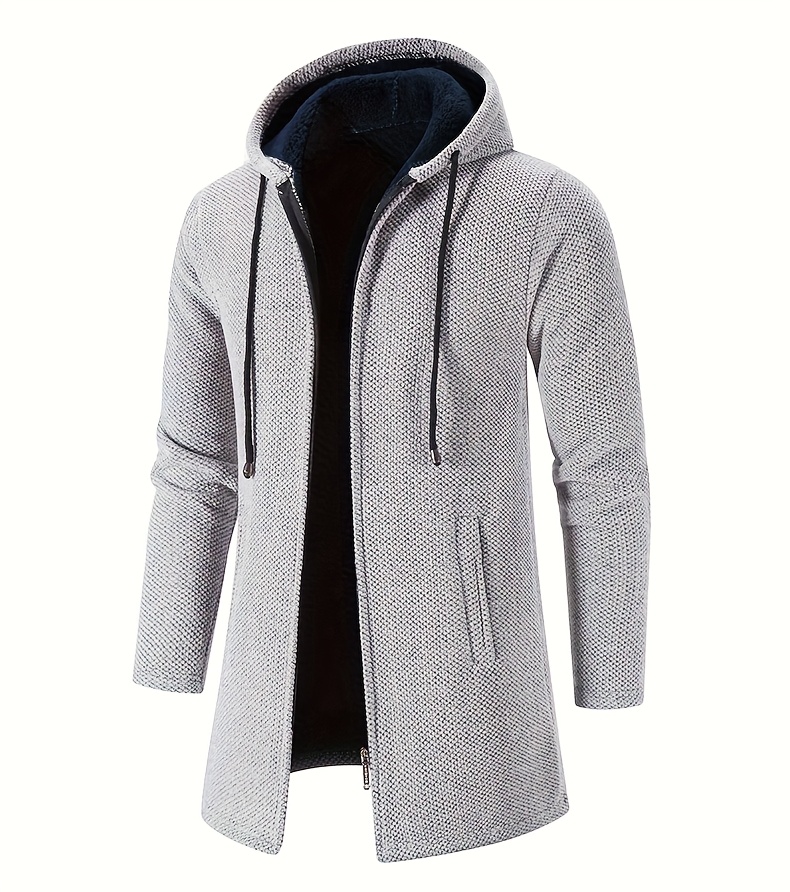 سترة شتوية للرجال بغطاء للرأس من الشينيل مع سحاب أمامي كامل - معطف خارجي ناعم مناسب للطقس البارد، قابل للغسل في الغسالة، ملابس خارجية عصرية (قماش الشينيل)