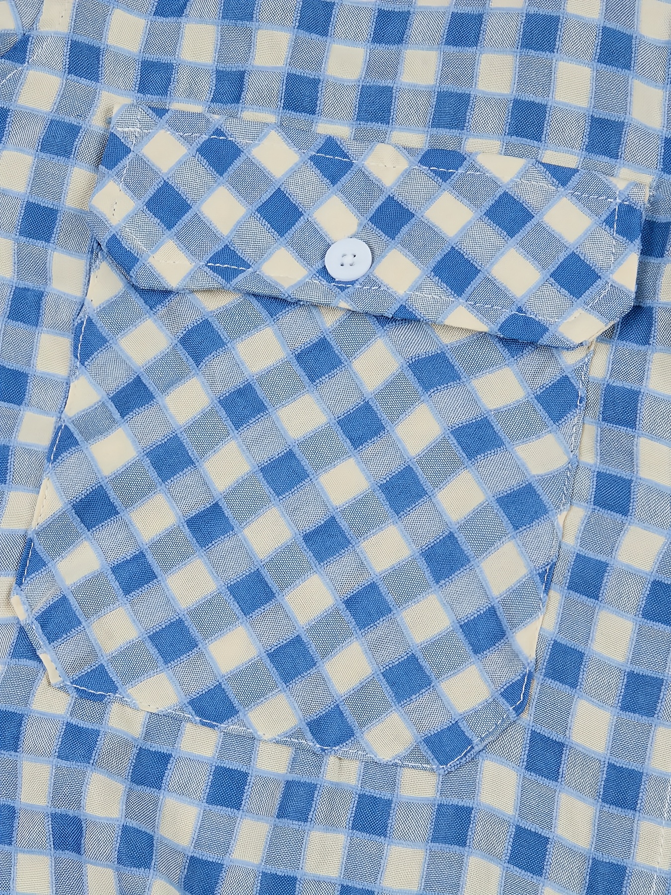 قميص رجالي كلاسيكي بتصميم شبكي - قميص بأزرار مع ياقة، أزرار أمامية وجيب واحد، قميص غير مطاطي للربيع/الخريف، مناسب للارتداء اليومي أو شبه الرسمي (قابل للغسيل في الغسالة)