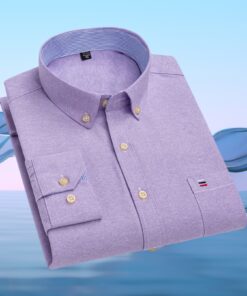 قميص رجالي عصري كاجوال بأكمام طويلة من قماش أكسفورد | مطرز، بأزرار، مناسب للعطلات وعصرية، متوفر بألوان متعددة