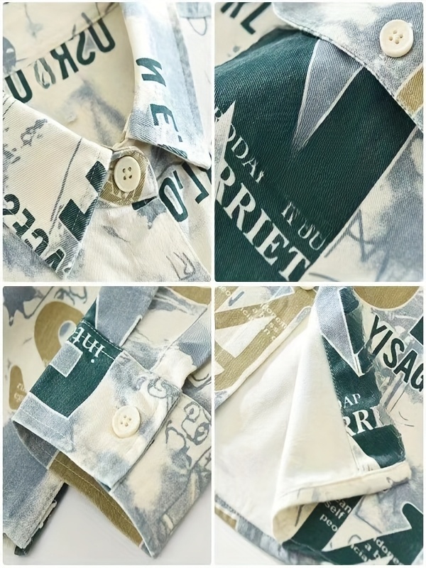 جاكيت قميص بأكمام طويلة للأولاد المراهقين - بليزر فضفاض بأزرار، بيج/رمادي/أسود/أخضر/أبيض، قابل للغسل في الغسالة، ملابس رسمية وعادية للمدرسة والمكتب والاستخدام اليومي - أزياء الربيع، تصميم فني، سهل العناية، قطعة متعددة الاستخدامات للشباب