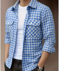 قميص رجالي كلاسيكي بتصميم شبكي - قميص بأزرار مع ياقة، أزرار أمامية وجيب واحد، قميص غير مطاطي للربيع/الخريف، مناسب للارتداء اليومي أو شبه الرسمي (قابل للغسيل في الغسالة)