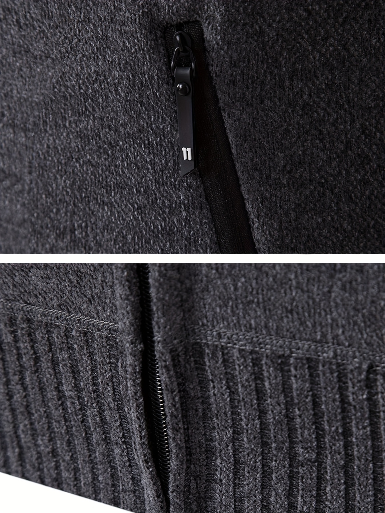 سترة كاجوال للرجال بسحاب - سترة ناعمة محبوكة عالية الرقبة بأكمام طويلة مع سحاب أمامي، لون صلب مناسب لفصل الخريف والشتاء، أساسي للتنسيق العارض