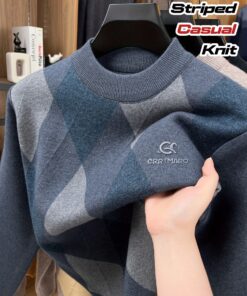 كنزة شتوية سميكة للرجال من CRRTMARO - دافئة وثقيلة، ياقة نصفية، رمادي داكن/أحمر & مخطط - كاجوال ورسمي، كنزة محبوكة للرجال، كنزة بأكمام طويلة للرجال، كنزة بقلنسوة للرجال، ملابس شتوية للرجال، ملابس شتوية للرجال