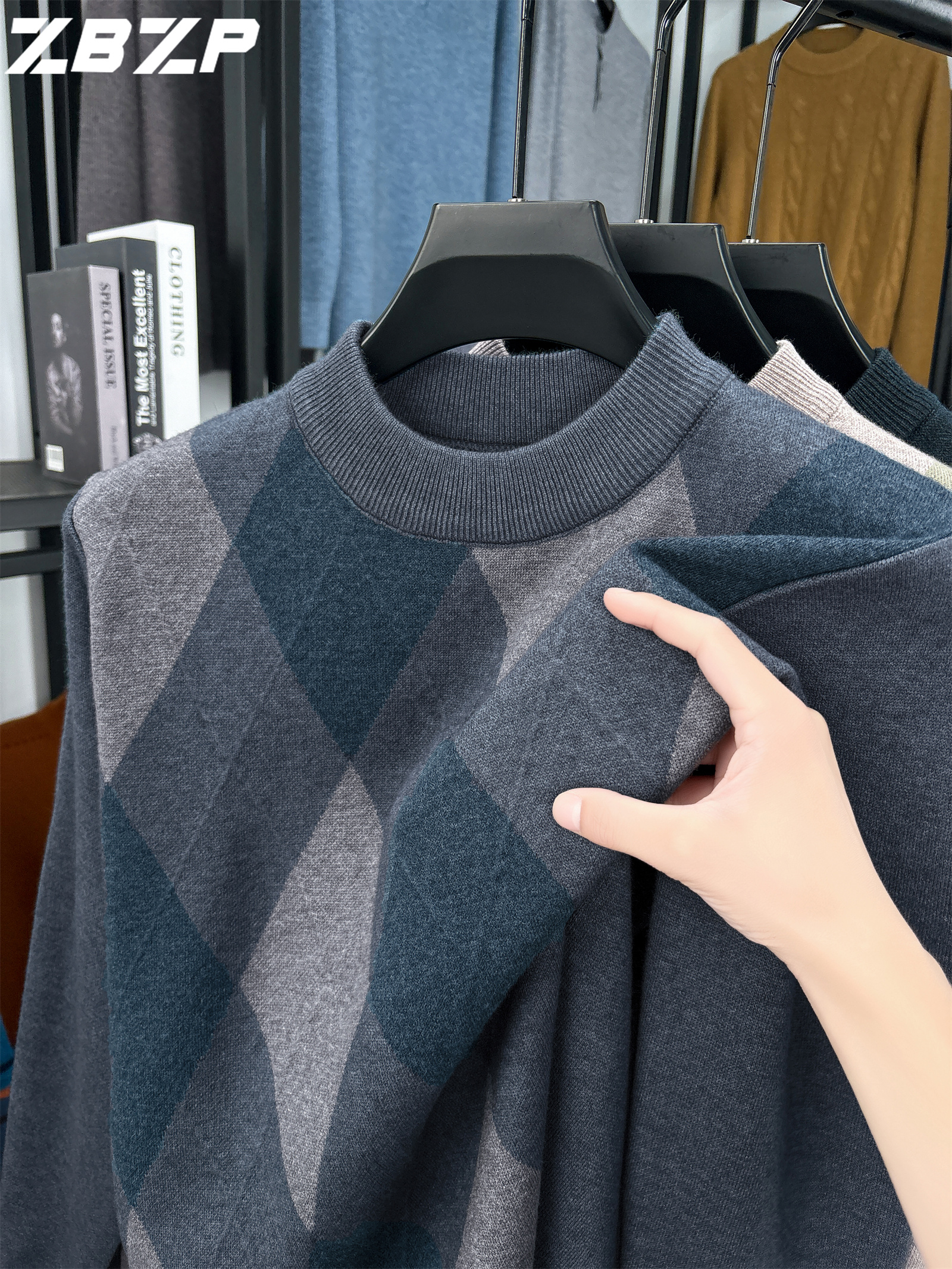 سويتر رجالي جديد للخريف والشتاء من ZBZP، بلوزة دافئة بقلب متوسط للاستخدام اليومي للرجال في منتصف العمر