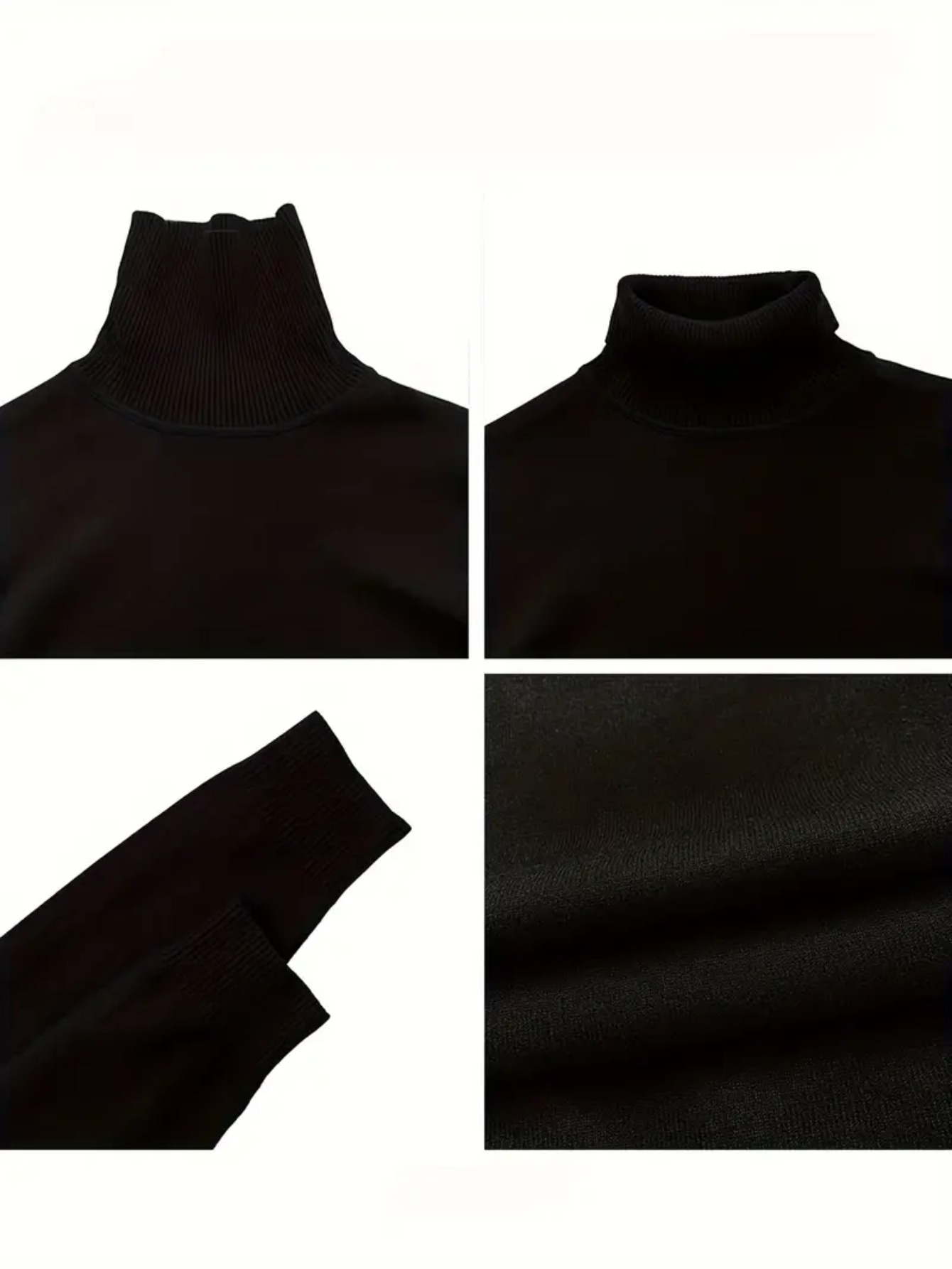 طقم سويتسرات رجالية كاجوال بياقة عالية محبوكة 3 قطع | لون موحد متعدد الاستخدامات، كم قصير، قماش مطاطي خفيف للخريف/الشتاء