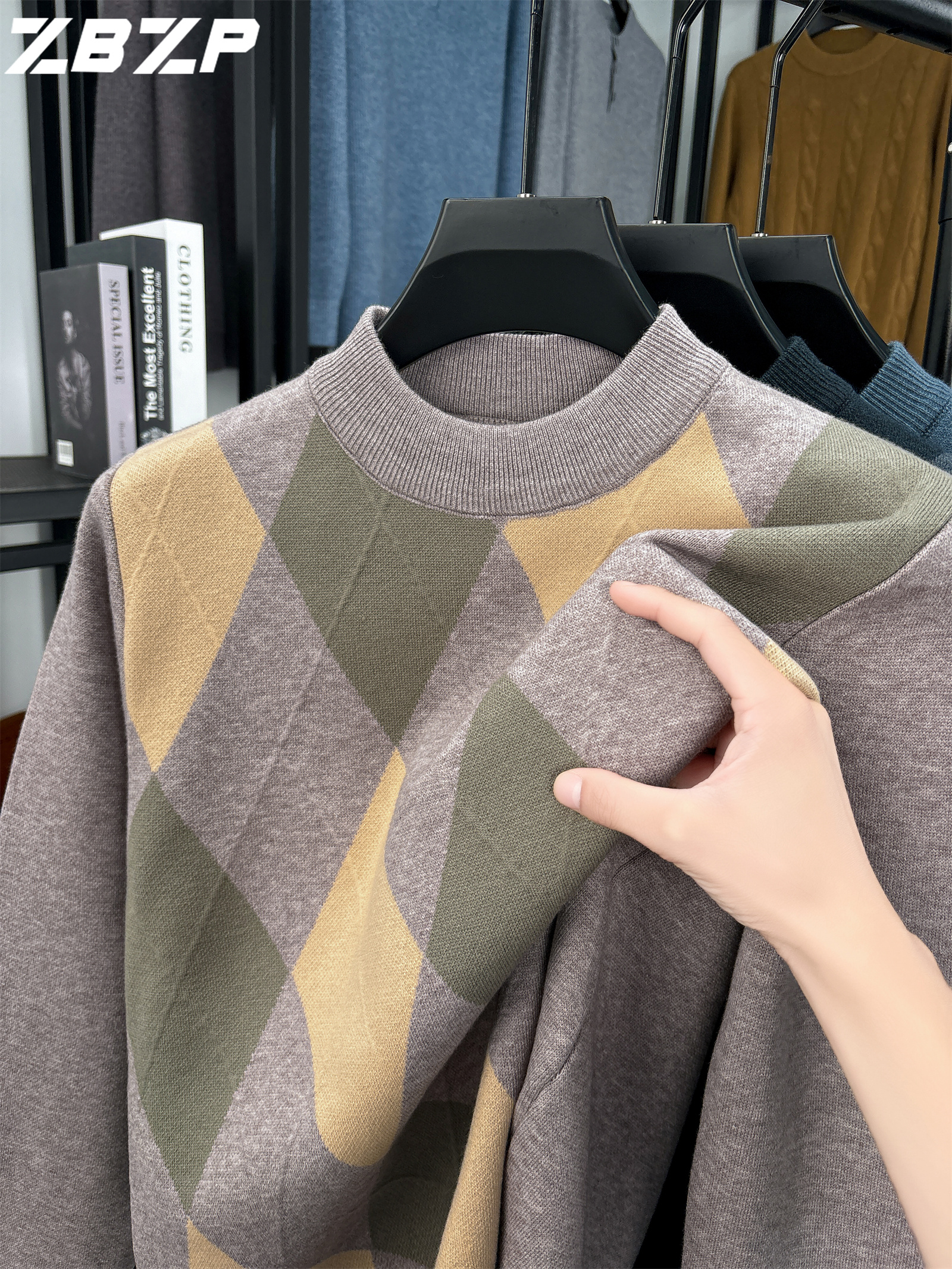 سويتر رجالي جديد للخريف والشتاء من ZBZP، بلوزة دافئة بقلب متوسط للاستخدام اليومي للرجال في منتصف العمر