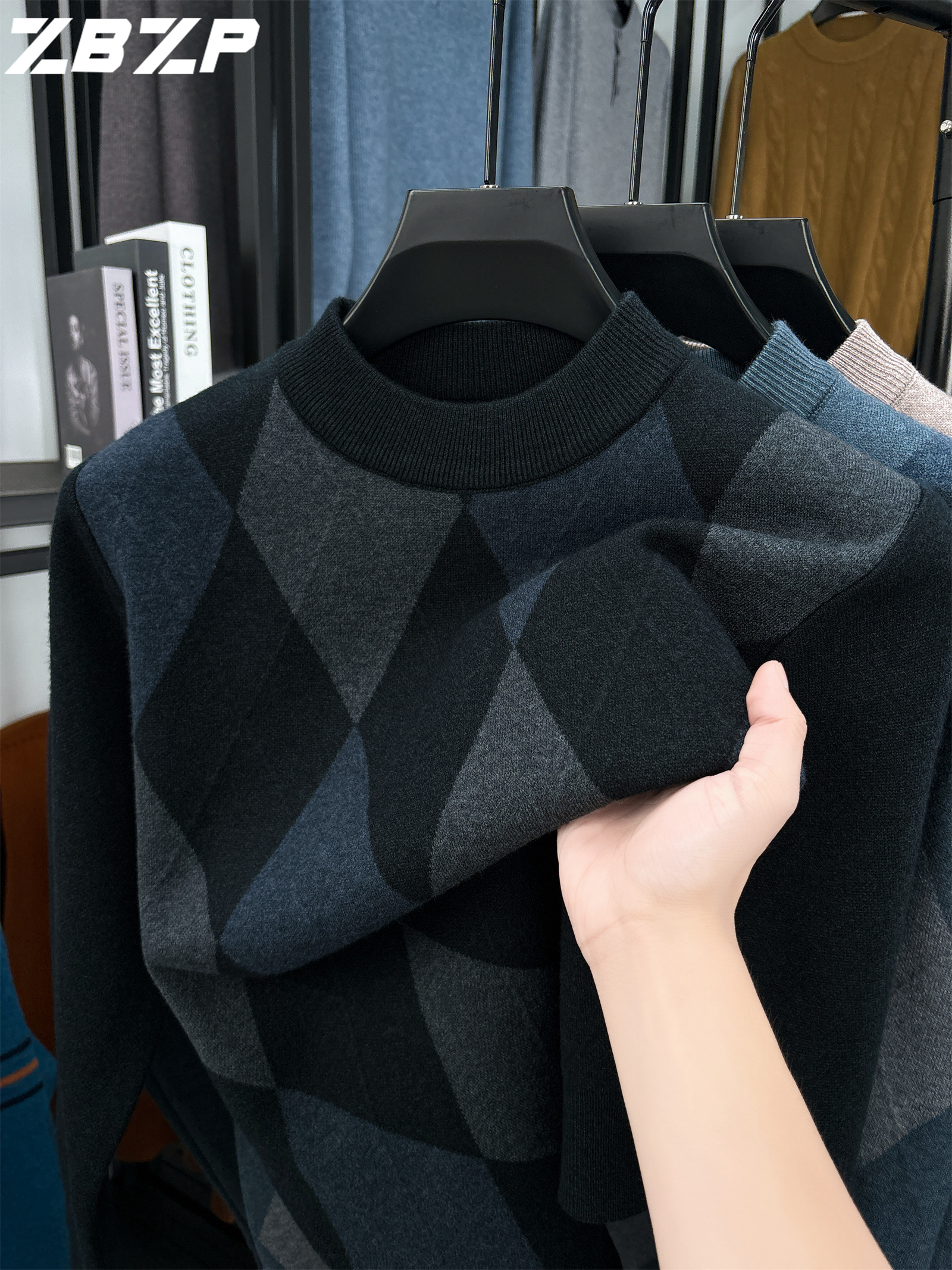 سويتر رجالي جديد للخريف والشتاء من ZBZP، بلوزة دافئة بقلب متوسط للاستخدام اليومي للرجال في منتصف العمر
