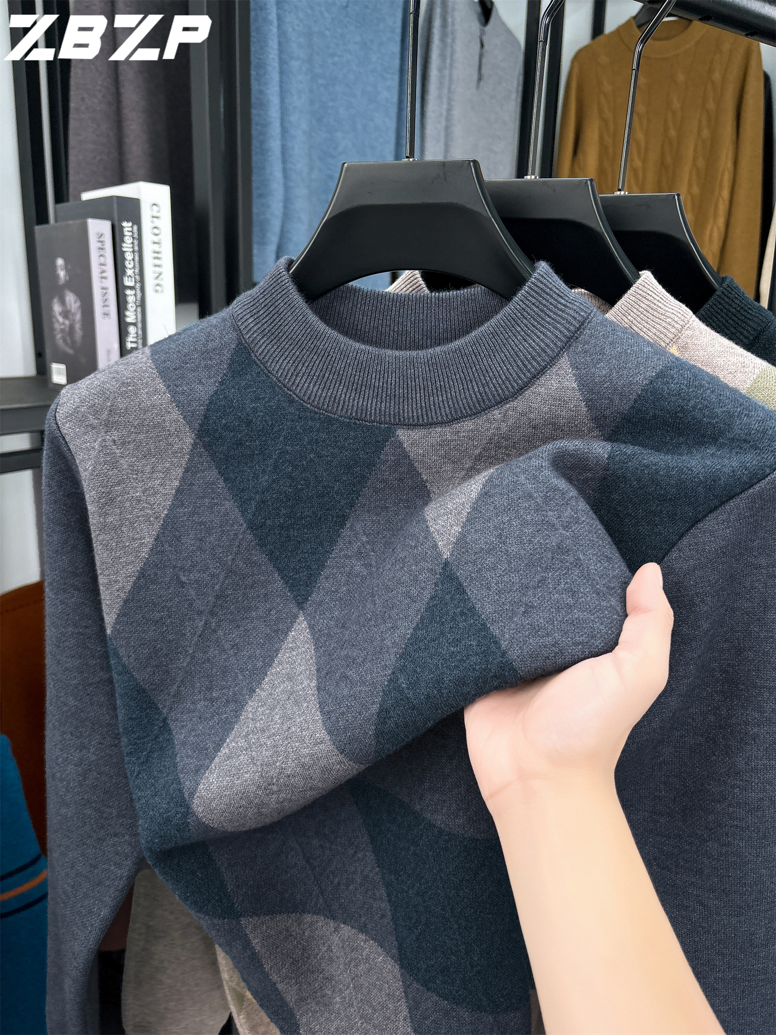 سويتر رجالي جديد للخريف والشتاء من ZBZP، بلوزة دافئة بقلب متوسط للاستخدام اليومي للرجال في منتصف العمر